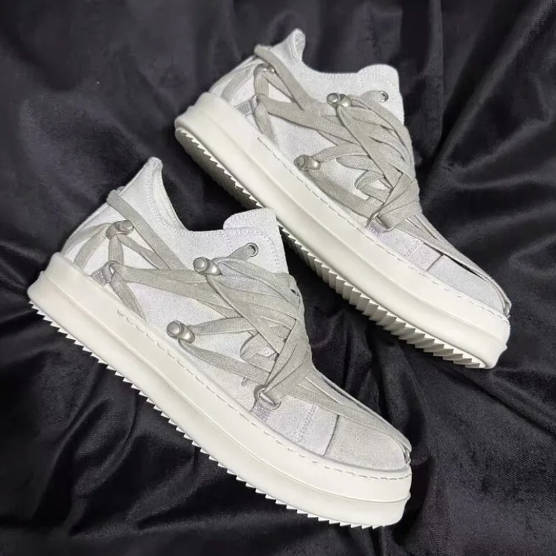 Streetwear Brand Shoes - Brand Luxury Ramones Laces Leather Low