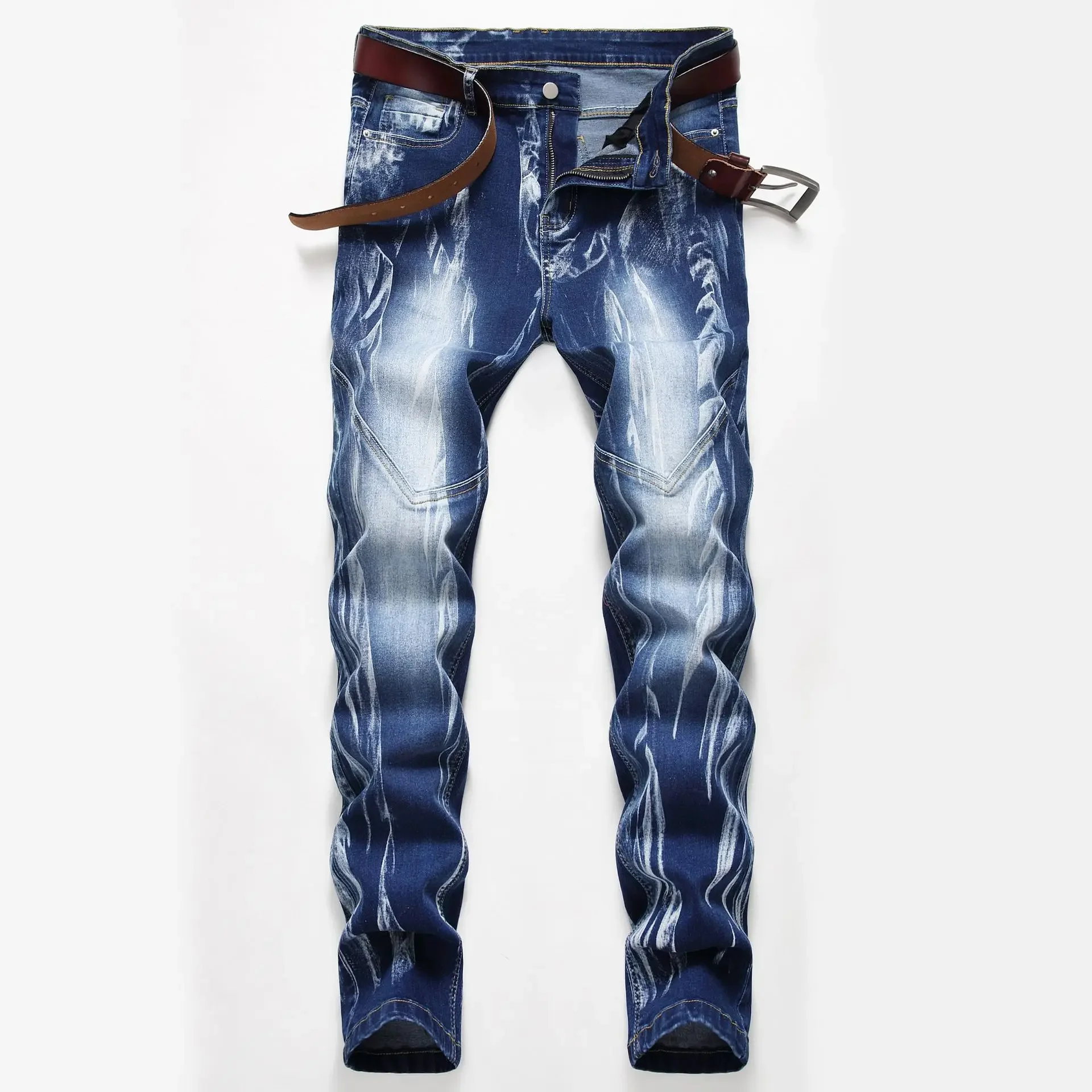 Fashion Print Men's Elasticity - огляд і ціна Streetwear Brand Jeans