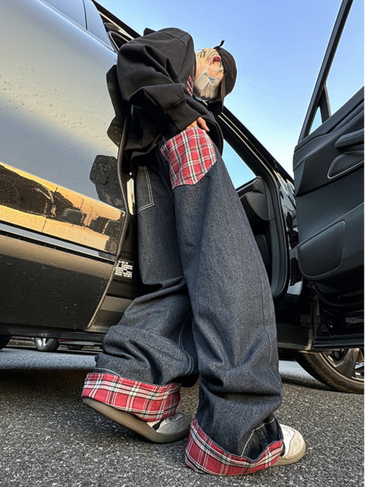 Retro American Spliced Wide Le - огляд і ціна Streetwear Brand Jeans