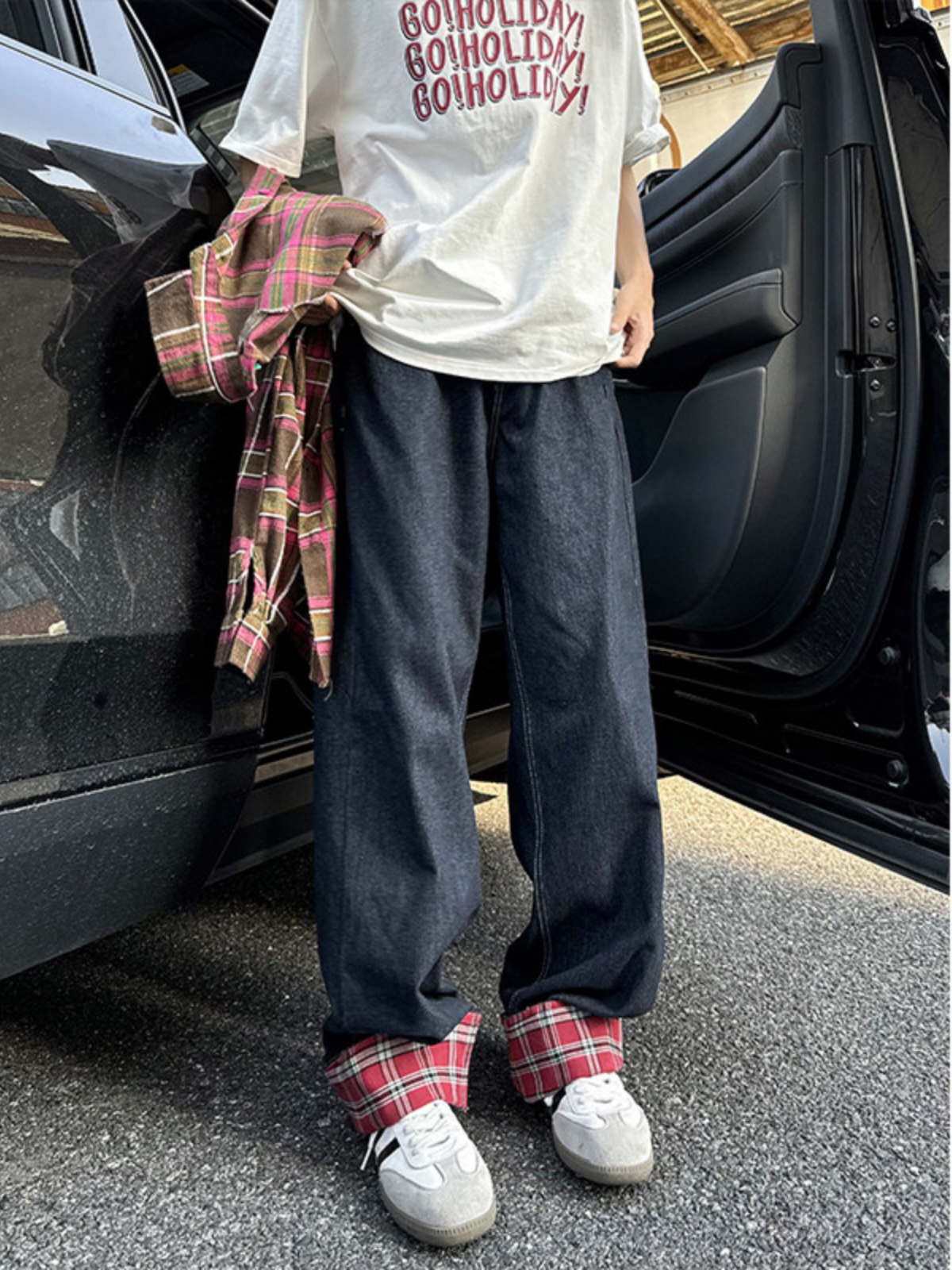 Retro American Spliced Wide Le - огляд і ціна Streetwear Brand Jeans